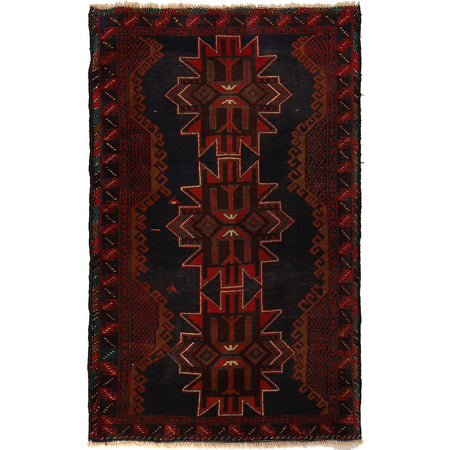 Baluchi Rug Handmade Multi Geometric 3x5 ft