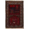 Baluchi Rug Handmade Red Prayer Design 2x4 ft