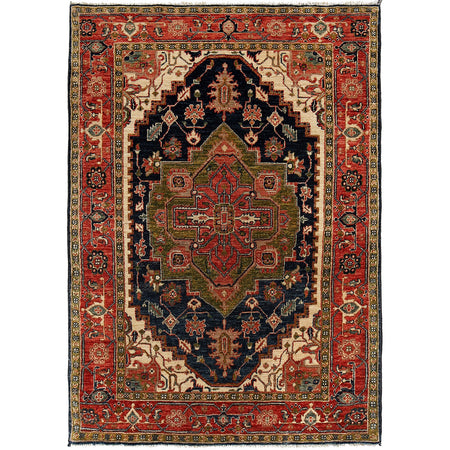 Heriz Area Rug Handmade Multi Medallion 4x6 ft