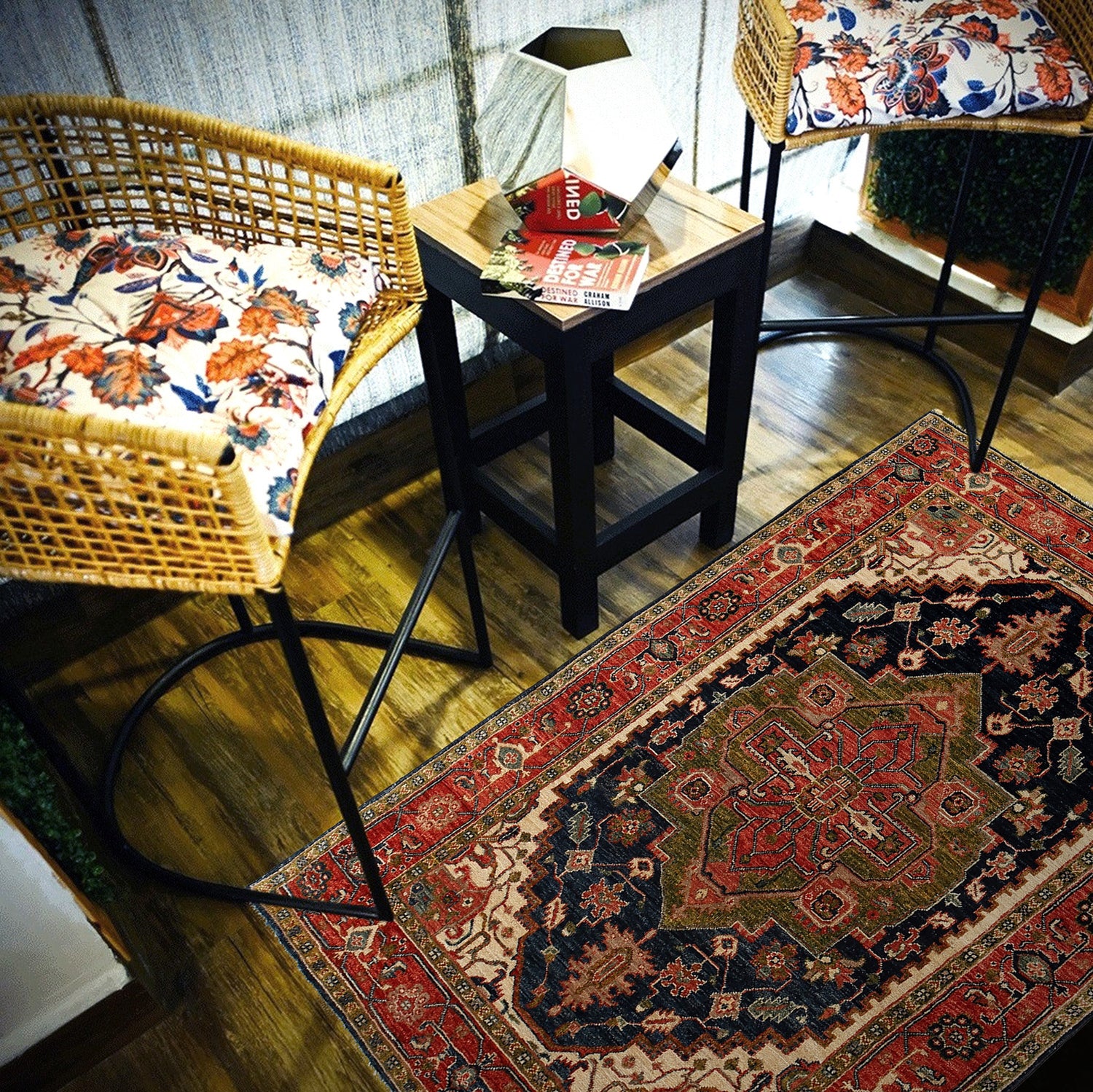 Heriz Area Rug Handmade Multi Medallion 4x6 ft