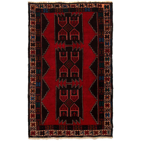 Baluchi Rug Handmade Multi Geometric 3x5 ft
