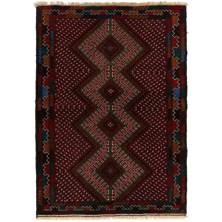 Baluchi Rug Handmade Multi Geometric 2x4 ft
