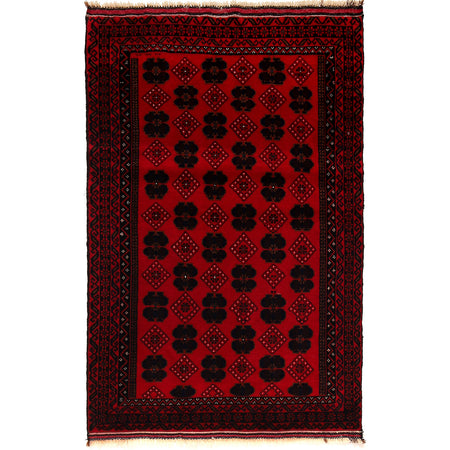 Baluchi Rug Handmade Red Geometric 3x5 ft