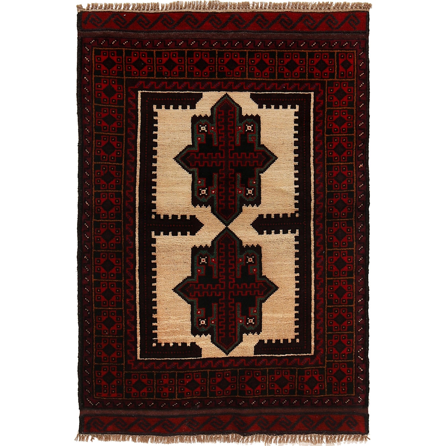 Baluchi Rug Handmade Multi Floral 2x4 ft