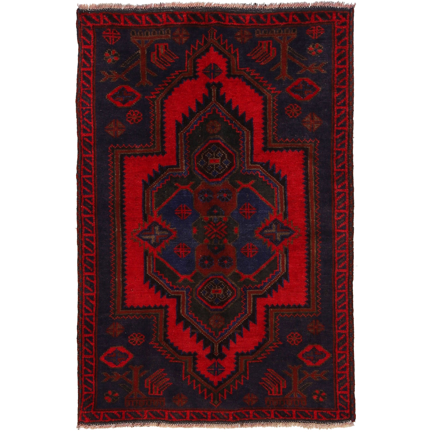 Baluchi Rug Handmade Multi Geometric 3x5 ft
