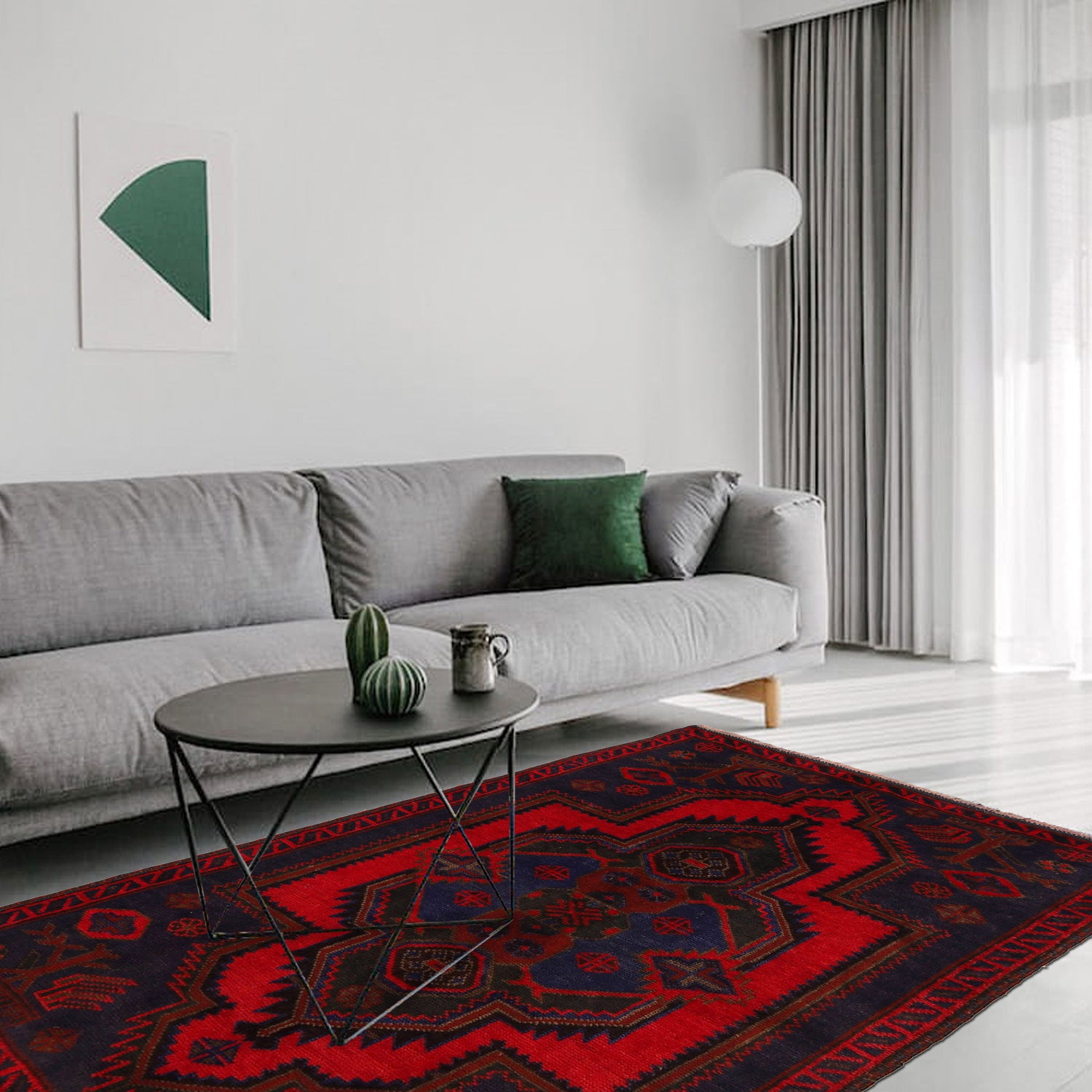 Baluchi Rug Handmade Multi Geometric 3x5 ft