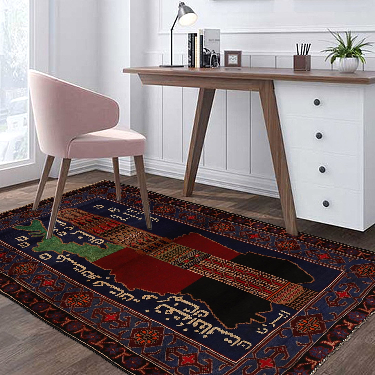 Baluchi Rug Handmade Multi Geometric 4x6 ft