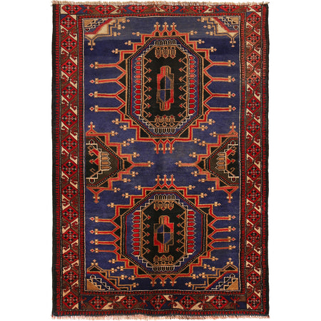 Baluchi Rug Handmade Multi Geometric 4x6 ft