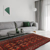Baluchi Rug Handmade Red Geometric 4x6 ft