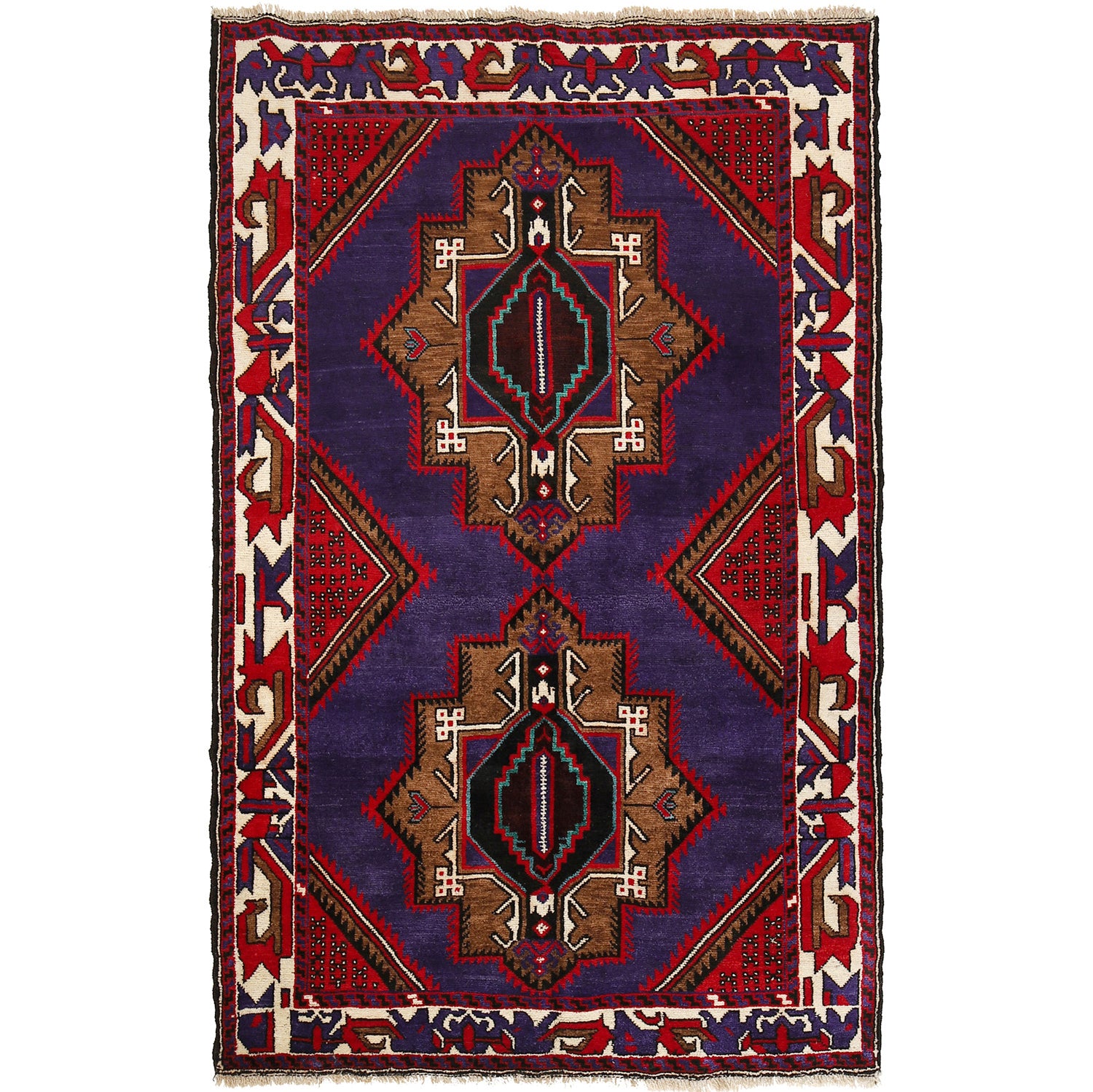 Baluchi Rug Handmade Multi Geometric 4x6 ft