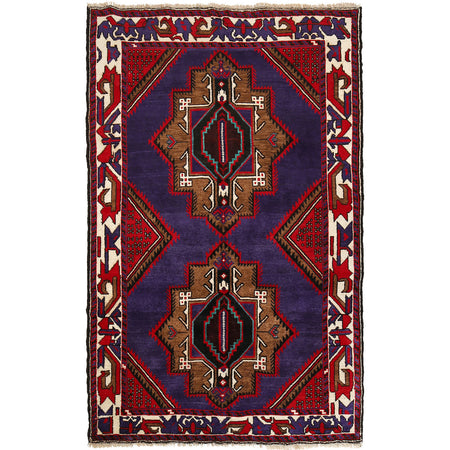 Baluchi Rug Handmade Multi Geometric 4x6 ft