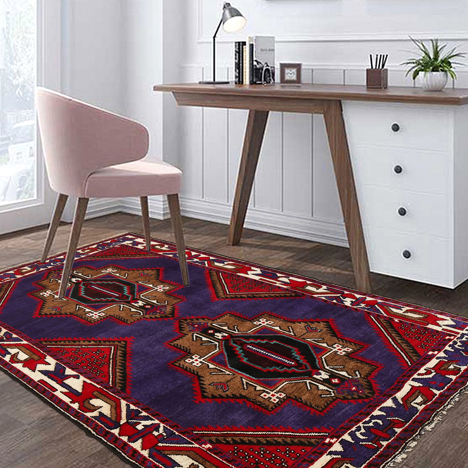 Baluchi Rug Handmade Multi Geometric 4x6 ft