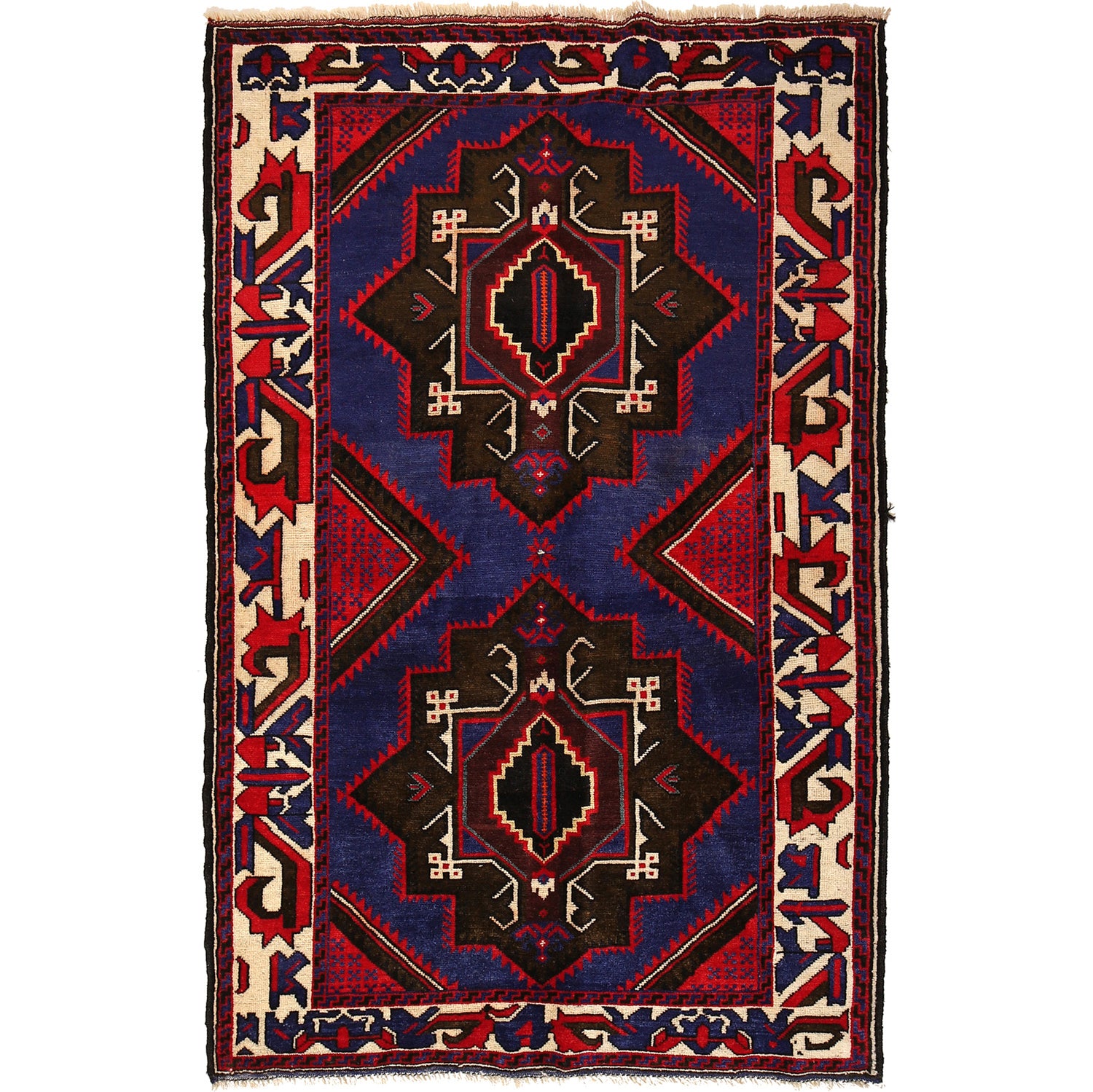Baluchi Rug Handmade Multi Geometric 4x6 ft