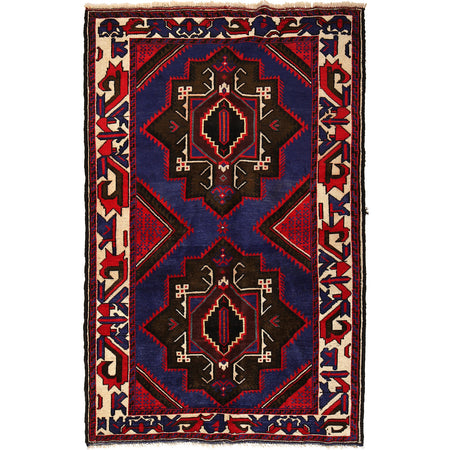 Baluchi Rug Handmade Multi Geometric 4x6 ft