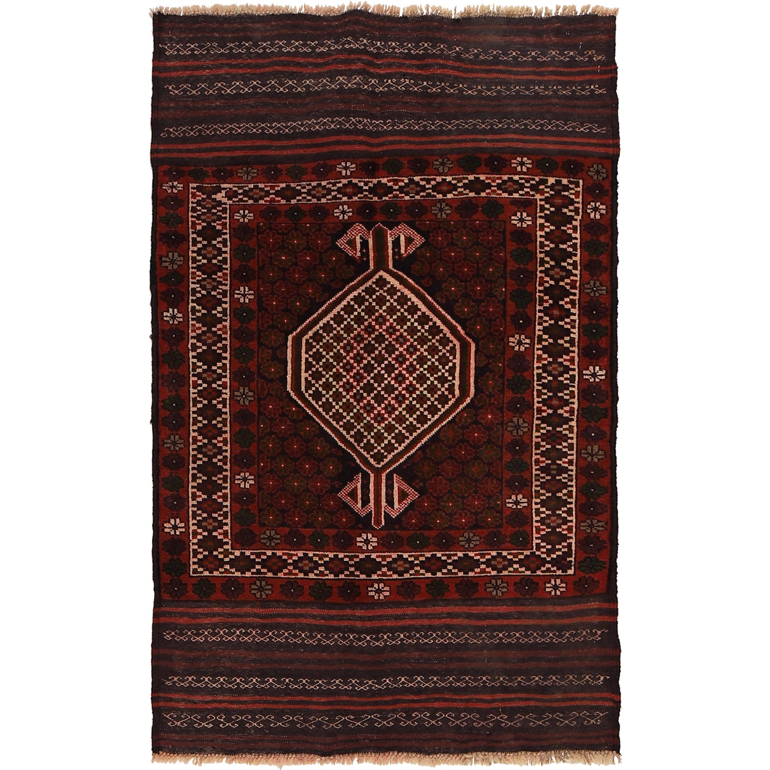 Baluchi Rug Handmade Multi Geometric 3x5 ft