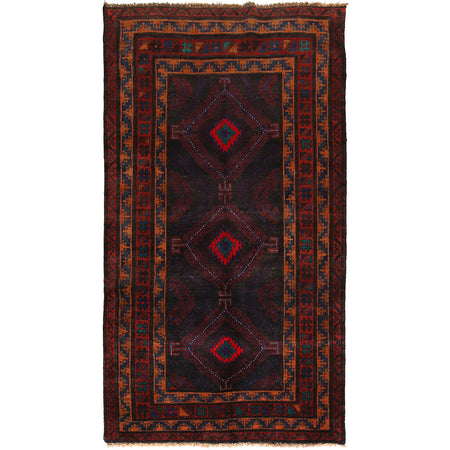Baluchi Rug Handmade Multi Geometric 4x6 ft