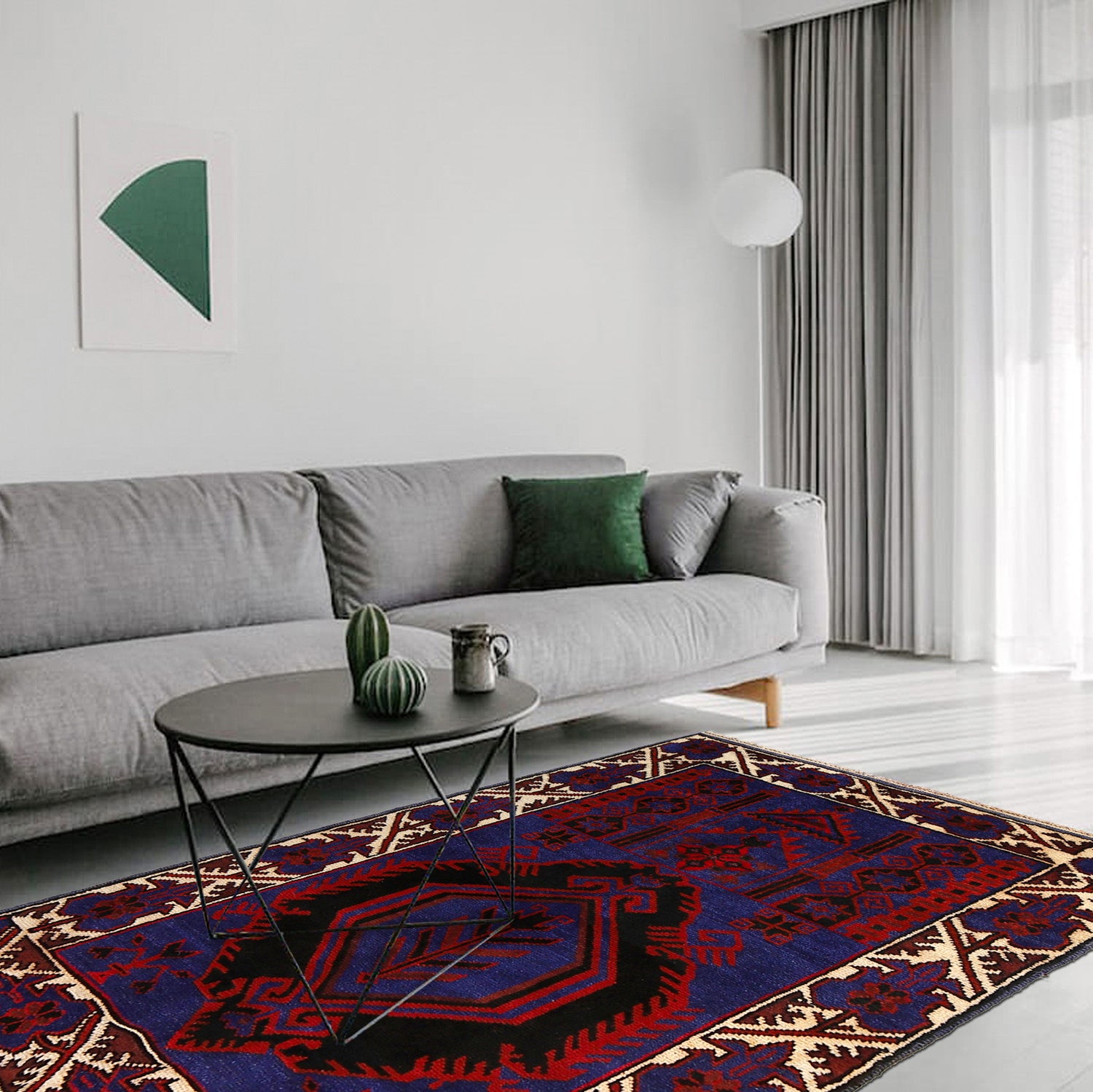 Baluchi Rug Handmade Blue Prayer Design 3x5 ft