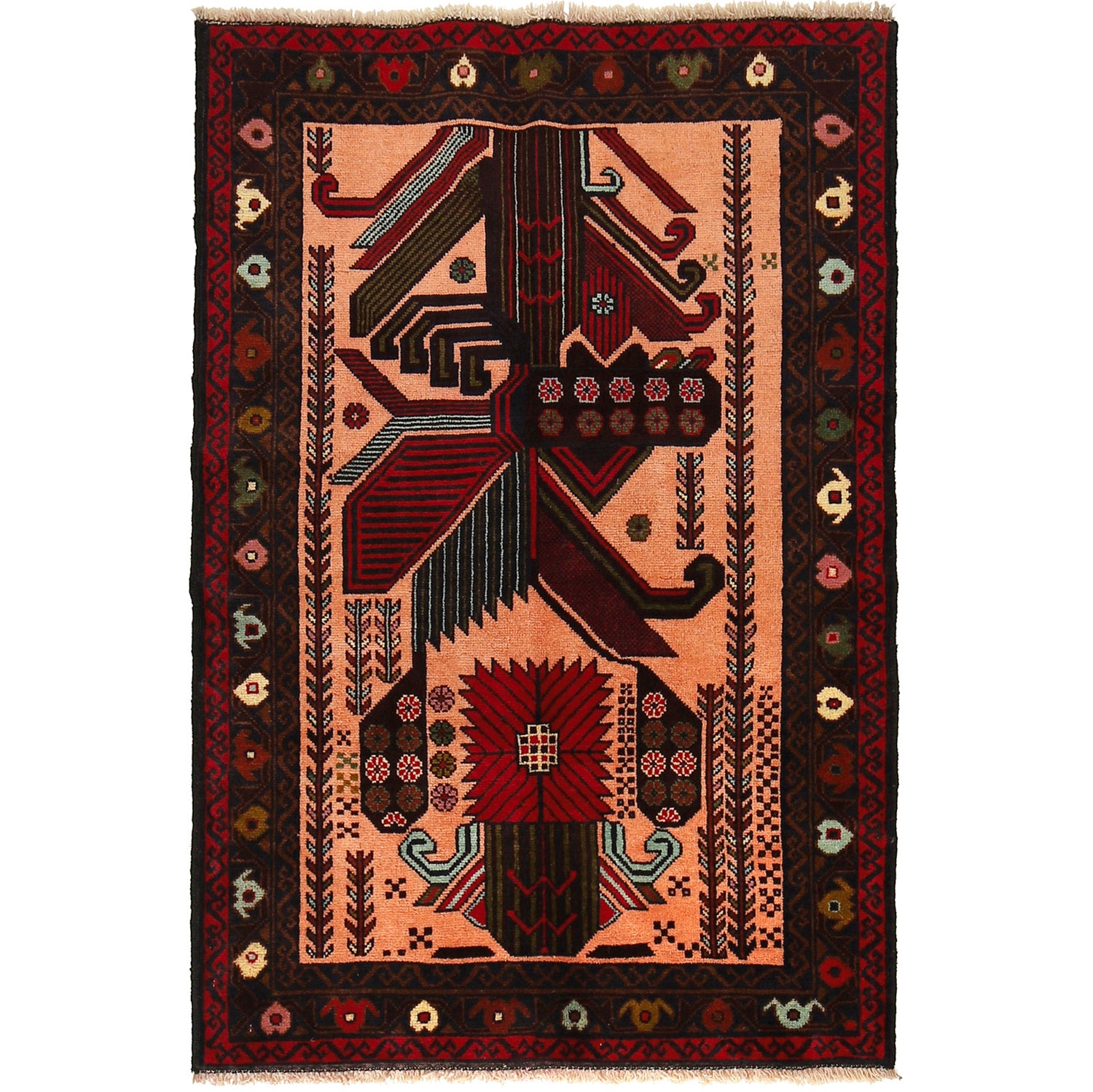 Baluchi Rug Handmade Multi Geometric 3x5 ft