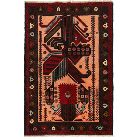 Baluchi Rug Handmade Multi Geometric 3x5 ft