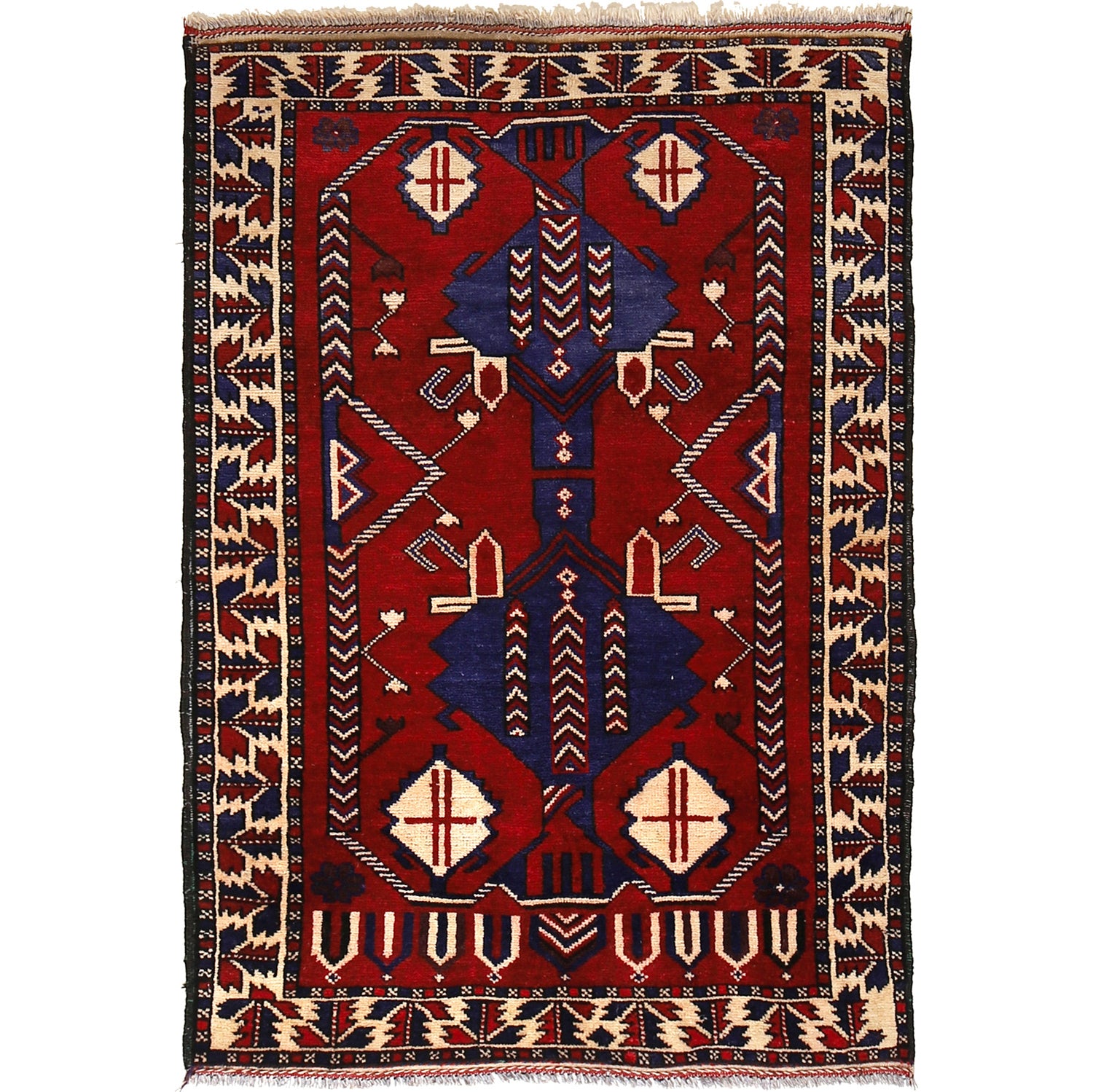 Baluchi Rug Handmade Multi Geometric 2x4 ft