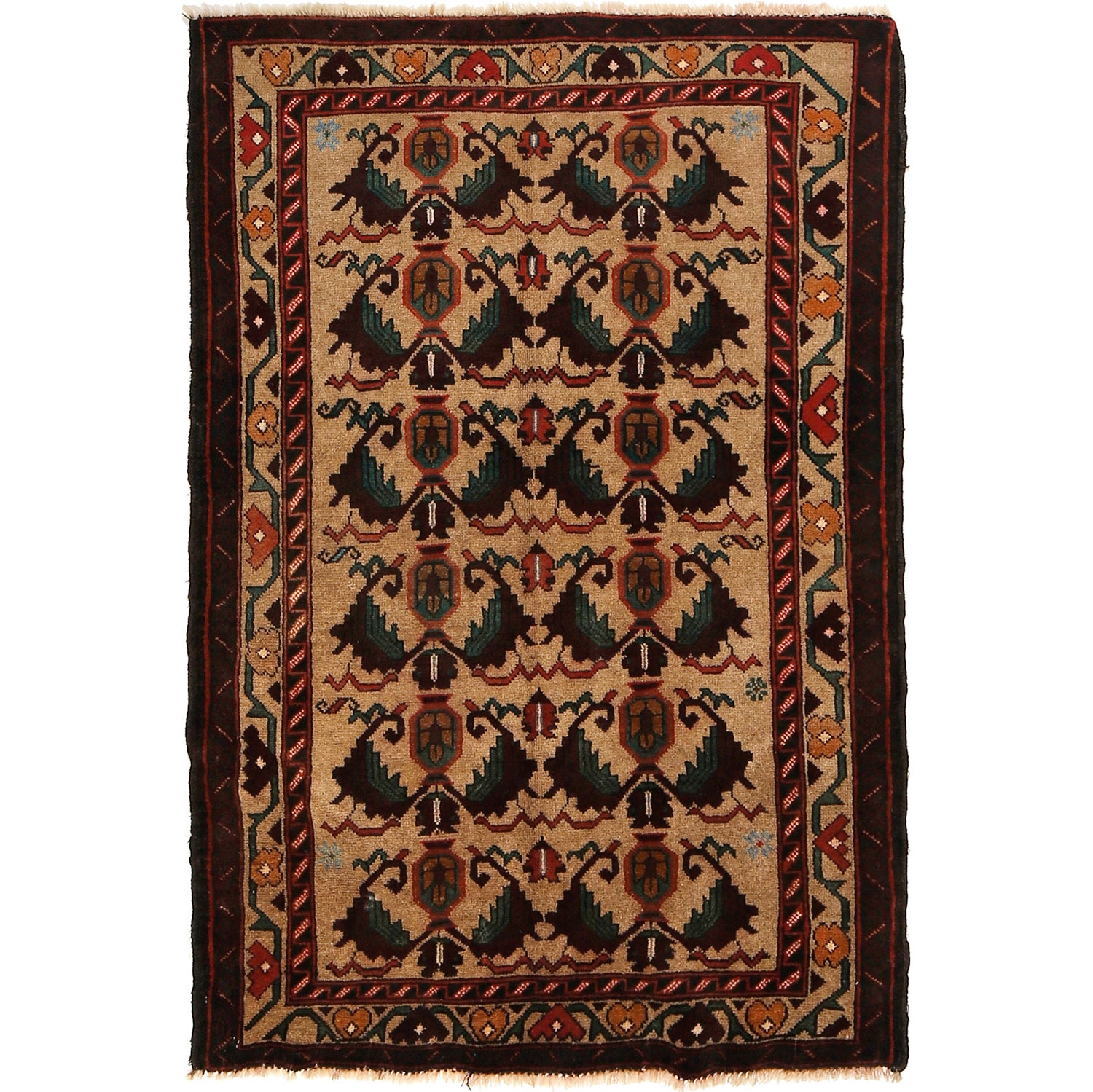 Baluchi Rug Handmade Multi Geometric 3x5 ft