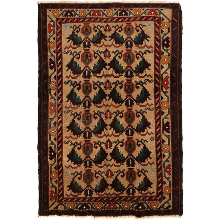 Baluchi Rug Handmade Multi Geometric 3x5 ft