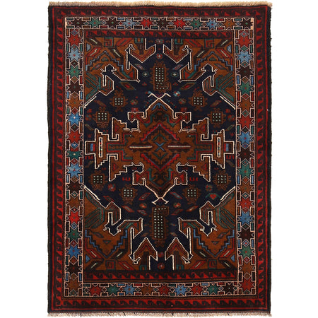 Baluchi Rug Handmade Multi Geometric 2x4 ft