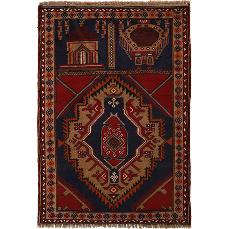 Baluchi Rug Handmade Multi Prayer Design 3x5 ft