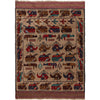 War Area Rug Handmade Brown Tank + Helicopter 4x6 ft