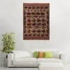 War Area Rug Handmade Brown Tank + Helicopter 4x6 ft