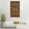 War Area Rug Handmade Brown Tank + Helicopter 3x5 ft