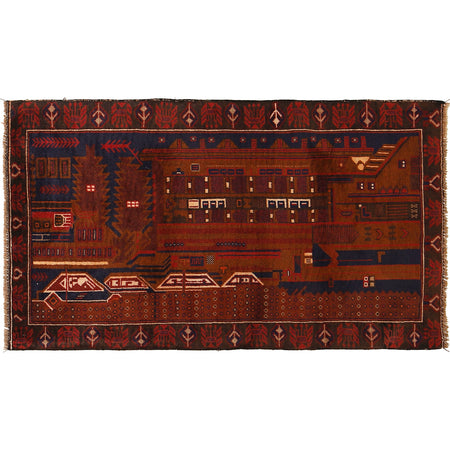 Pictorial Rug Handmade Multi Design