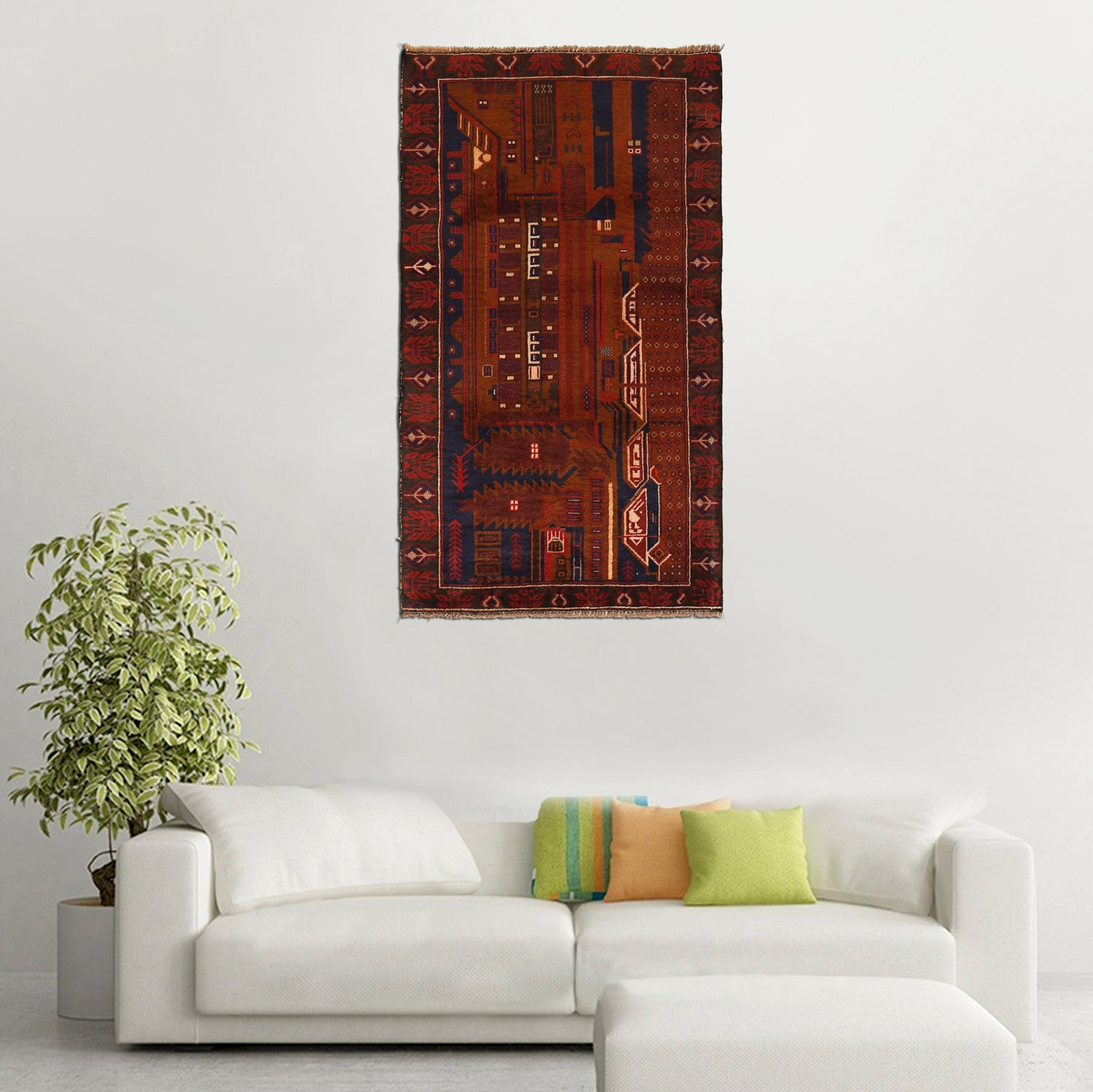 Pictorial Rug Handmade Multi Design