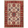 Kazak Rug Handmade Ivory Medallion 4x7 ft