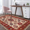Kazak Rug Handmade Ivory Medallion 4x7 ft
