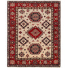 Kazak Rug Handmade Ivory Medallion 4x7 ft