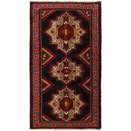 Baluchi Rug Handmade Multi Geometric 3x5 ft