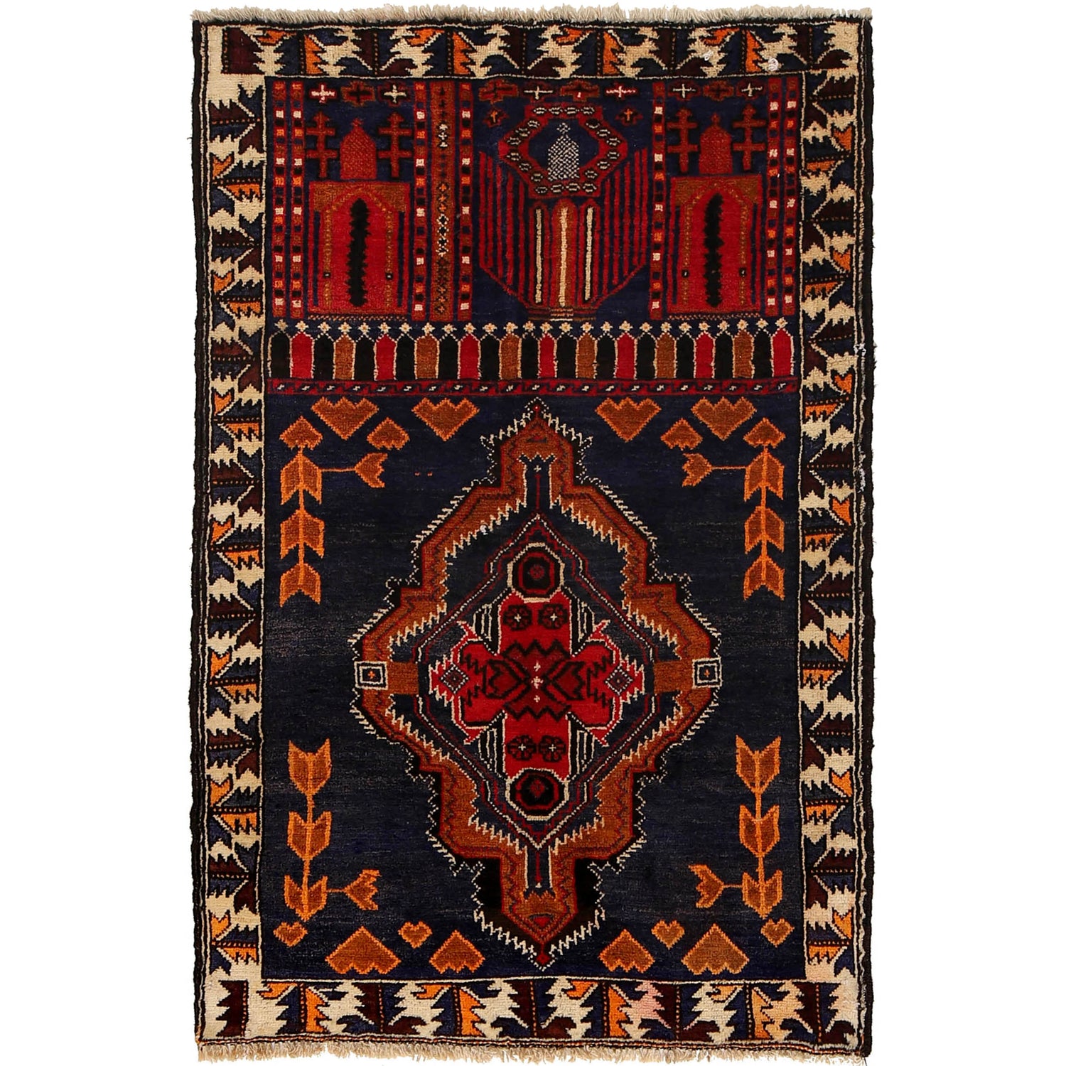 Baluchi Rug Handmade Multi Prayer Design 3x5 ft