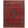 Kashan Area Rug Handmade Deep Red Medallion 10x13 ft