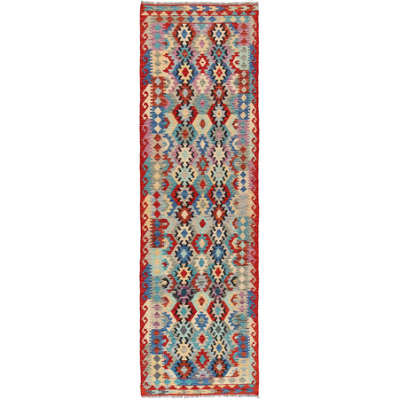 Handmade Multi Kilim Geometric 10' Runner