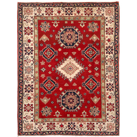 Kazak Rug Handmade Red Medallion 4x7 ft