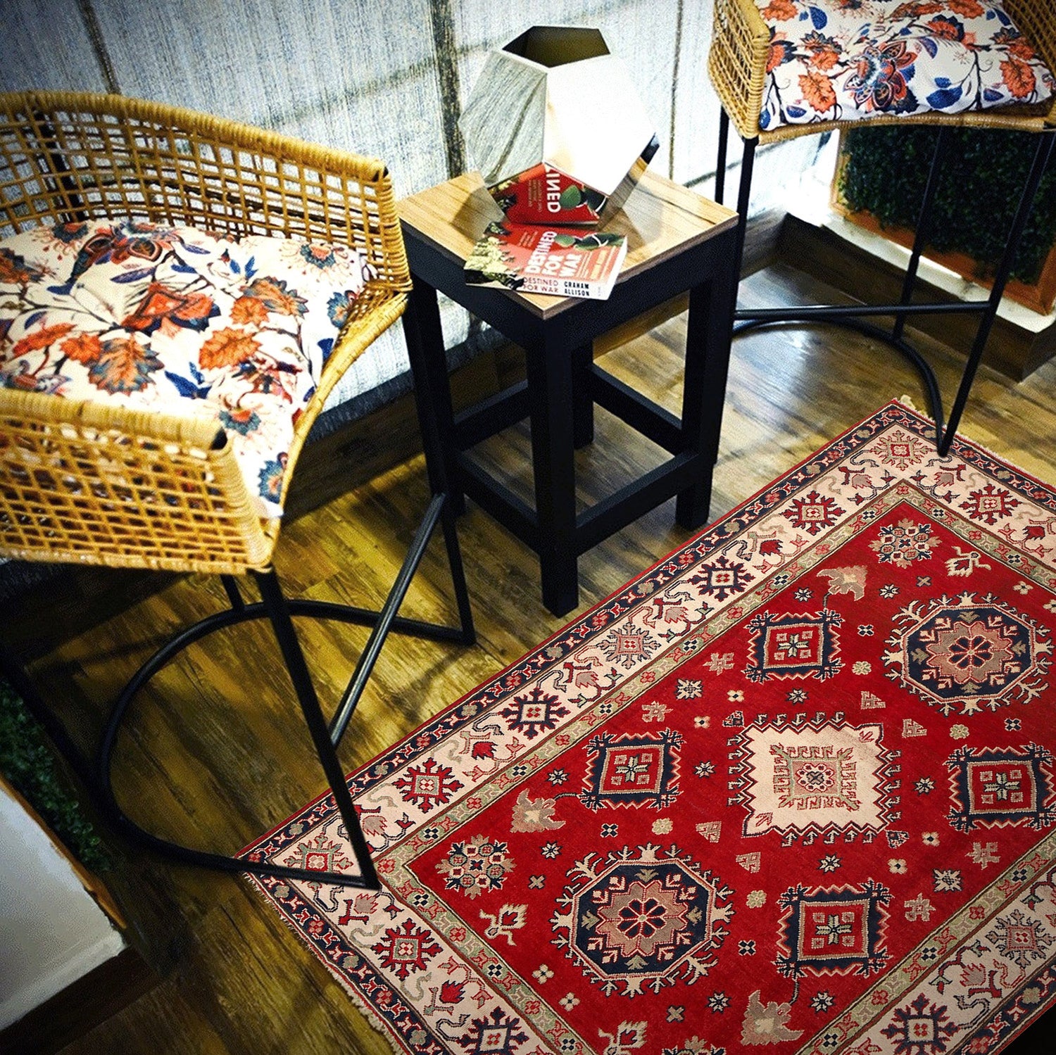 Kazak Rug Handmade Red Medallion 4x7 ft