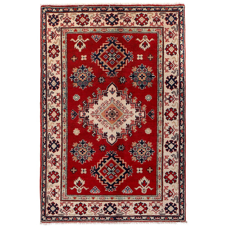 Kazak Rug Handmade Red Medallion 3x5 ft