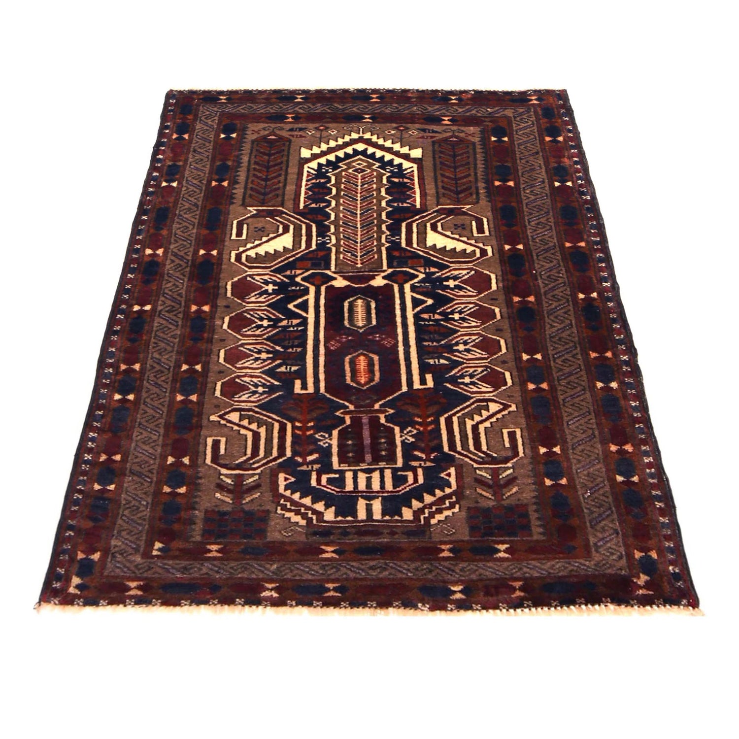 Baluchi Rug Handmade Multi Prayer Design 2x4 ft