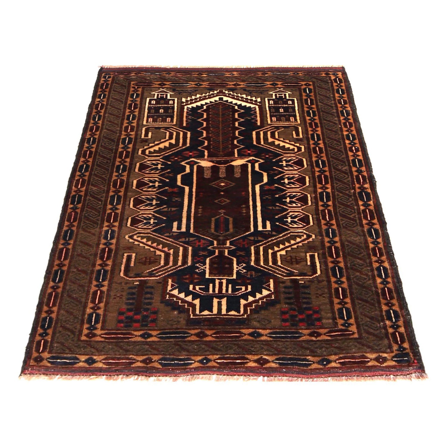 Baluchi Rug Handmade Multi Prayer Design 2x4 ft