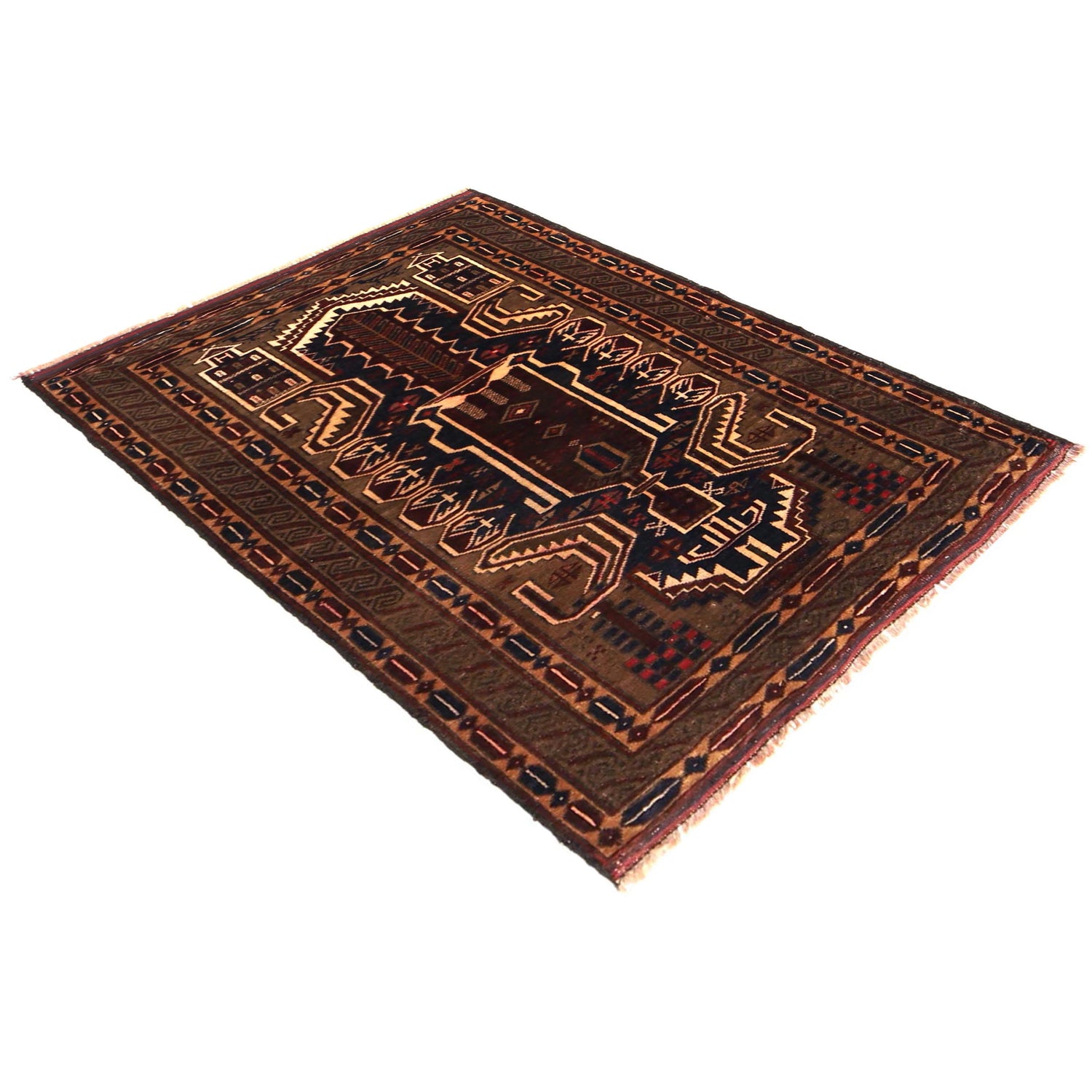 Baluchi Rug Handmade Multi Prayer Design 2x4 ft