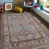 Kazak Rug Handmade Gray Medallion 4x7 ft