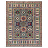 Kazak Rug Handmade Gray Medallion 4x7 ft