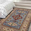 Kazak Rug Handmade Blue Medallion 4x6 ft