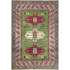 Kazak Rug Handmade Green Medallion 4x6 ft